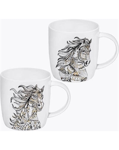 Набор кружек Elan Gallery New Bone China Лошади / 410118 Elan gallery