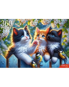 Пазл РЫЖИЙ КОТ Котята с синичками / Х360-0187 Рыжий кот