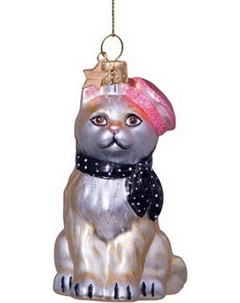 Елочная игрушка Vondels Котик в берете / 1227000085038