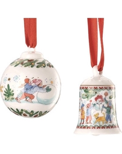 Набор елочных игрушек Hutschenreuther Christmas games Шар и Колокольчик / 02480-727496-28620