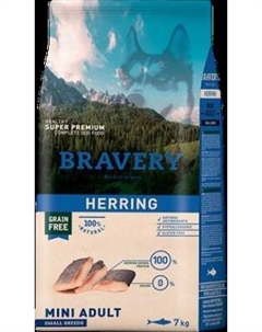 Сухой корм для собак BRAVERY Монопротеиновый беззерновой с сельдью Bravery