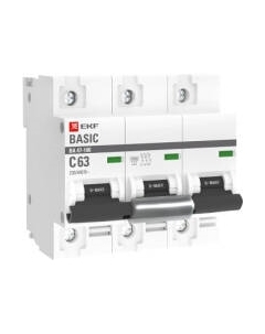 Выключатель автоматический EKF Basic ВА 47-100 3P 63A (C) 10kA / mcb47100-3-63C-bas Ekf
