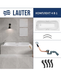 Ванна чугунная Lauter Regina 21014162 / 160x75 с ручками, с сифоном 21Y11020