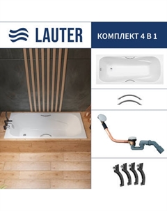 Ванна чугунная Lauter Regina 21014182 / 180x80 с ручками, с сифоном 21Y11030