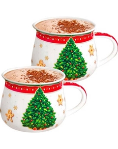 Набор кружек Elan Gallery Новогодняя елка New Bone China / 420791 Elan gallery