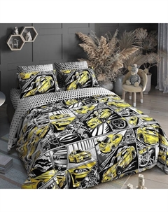 Комплект постельного белья LUXOR Тинейджер № Гонки желтый 7640 1.5сп Luxor