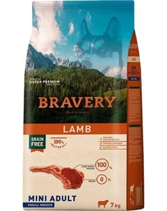 Сухой корм для собак BRAVERY Монопротеиновый беззерновой с ягненком Bravery