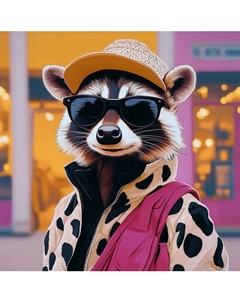 Набор алмазной вышивки Феникс+ Енот на стиле / 71403 Feniks