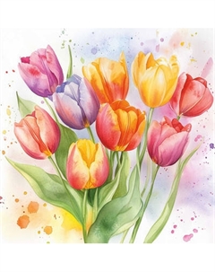 Набор алмазной вышивки Феникс+ Акварельные тюльпаны / 70800 Feniks
