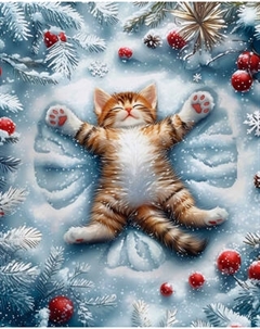 Набор алмазной вышивки Феникс+ Кот в снегу / 70863 Feniks