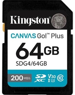 Карта памяти Kingston Canvas Go Plus G4 SDXC UHS-I Class U3 V30 64GB (SDG4/64GB)