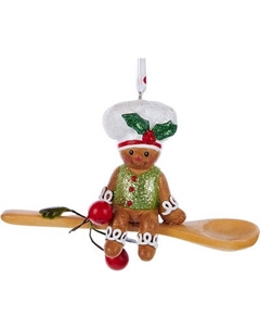 Елочная игрушка Kurt S. Adler Christmas 2024. Пряничный человечек с ложкой / H5024_3 Kurt s. adler