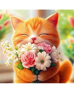 Набор алмазной вышивки Феникс+ Котенок с букетом / 71438 Feniks