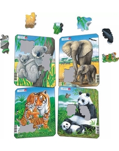 Развивающая игра LARSEN Коала, слон, тигр, панда / V4 Larsen