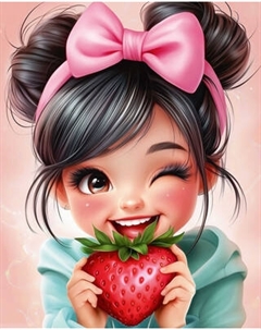 Набор алмазной вышивки Феникс+ Девочка с клубникой / 71338 Feniks