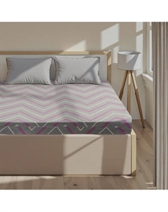 Простыня Этель Сиренево-серые зигзаги / 10801854