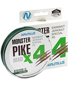 Леска плетеная NAUTILUS Monster Pike Braid X4 Dark Green d-0.38 31.7кг 70lb /06-24300333 Nautilus