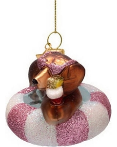 Елочная игрушка Vondels Такса на надувном круге / 1250999070013