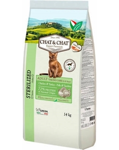 Сухой корм для кошек Chat&Chat Expert для взрослых стерилизованных кошек с мясом птицы Chat&chat