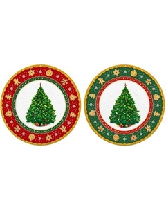 Набор тарелок Elan Gallery New Bone Chin Новогодняя елка / 420798 Elan gallery