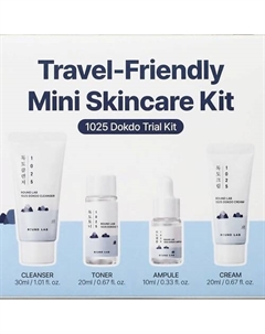 Дорожный набор с морской водой: пенка + тонер + сыворотка + крем 1025 Dokdo Trial Kit Round lab
