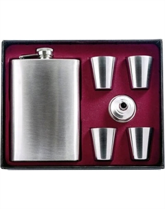 Фляга YYC Матовый хром Фляжка + 4 стопки + Воронка Yyc