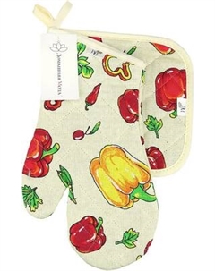 Набор прихваток Домашняя мода Перцы Варежка 15х30 + прихватка 20х20