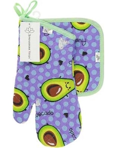 Набор прихваток Домашняя мода Авокадо Вид 2/2 Варежка 15х30 + прихватка 20х20