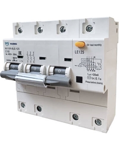 Дифференциальный автомат Wilderness NX10R-BLE-125 3P+N C63 30mA AC 10kA (R) / NX10RB-4-063C-030AC