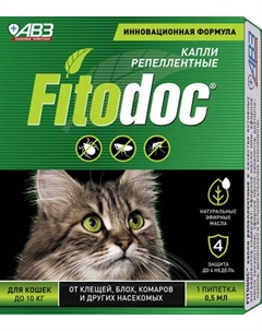 Капли от блох Агроветзащита Fitodoc репеллентные для кошек / AB1758
