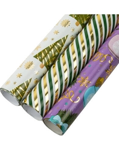 Набор бумаги для оформления подарков Золотая сказка Новогодняя / 592187