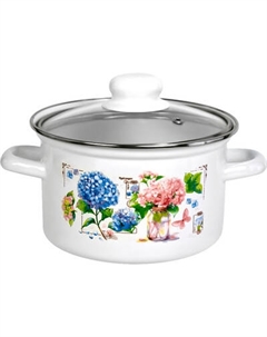 Кастрюля Лысьвенские эмали Букет гортензий / С-1610 САП2/4ЭК