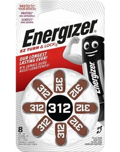 Комплект батареек Energizer Zinc Air 312 / AZ312DP8
