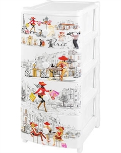 Комод пластиковый El Casa Париж 4-х секционный / 640043 El casa