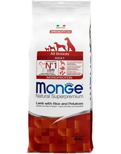 Сухой корм для собак Monge Speciality Line Monoprotein с ягненком, рисом и картофелем
