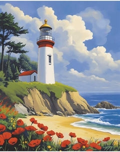 Набор алмазной вышивки Феникс+ Маяк и маки / 71337 Feniks