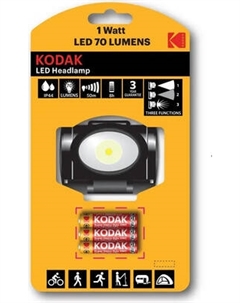 Фонарь Kodak LED Нeadlamp 1W/70lm +3AAA / 30413863