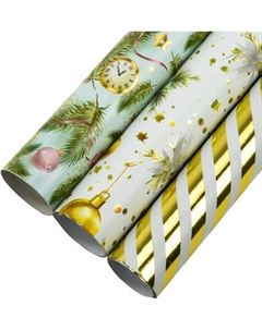 Набор бумаги для оформления подарков Золотая сказка Новогодняя / 592188