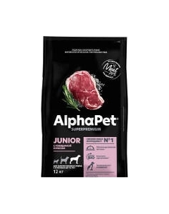 Сухой корм для собак AlphaPet Superpremium Junior крупных пород с говядиной и рисом / 121307 Alphapet