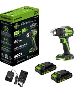 Аккумуляторная дрель-шуруповерт Greenworks DD560 / 3708407CUC