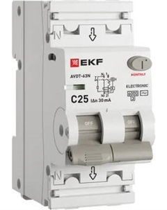 Дифференциальный автомат EKF PROxima АВДТ-63N 1P+N 25А C 30мА AC / D63N26E25C30 Ekf