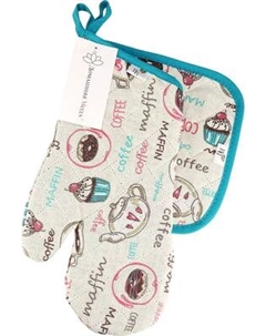 Набор прихваток Домашняя мода Вкусняшки Варежка 15х30 + прихватка 20х20