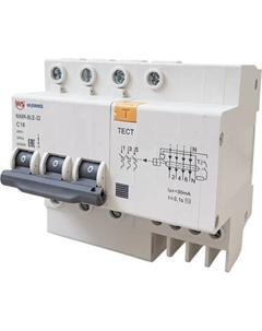 Дифференциальный автомат Wilderness NX6R-BLE-32 3P+N C16 10mA AC 6kA (R) / NX6RB-4-016C-010AC