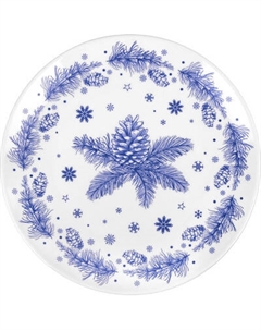 Тарелка столовая обеденная Золотая сказка Еловые ветки / 592548