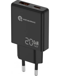Зарядное устройство сетевое Atomic Blade G203 GAN 20W 2-порта USB (A+C) с кабелем USB (С-С)