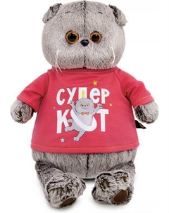Мягкая игрушка Budi Basa Кот Басик в лонгсливе с принтом Супер кот / 10892857 Budi basa