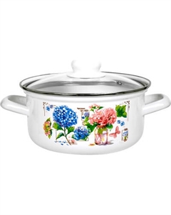 Кастрюля Лысьвенские эмали Букет гортензий / С-1510 САП2/4ЭК