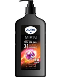 Шампунь-гель для душа Aura Men 3 в 1 Энергия Спорта флакон/дозатор