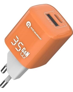 Зарядное устройство сетевое Atomic Crystal G351 GAN 35W USB A+C с кабелем USB С-С / 10.197