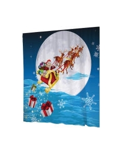 Шторка-занавеска для ванны JoyArty Санта спешит / sc_20274 Joyarty